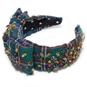 LELE SADOUGHI FESTIVE PLAID TARTAN MIXED CRYSTAL EMBELLISHED HOLLY HEADBAND